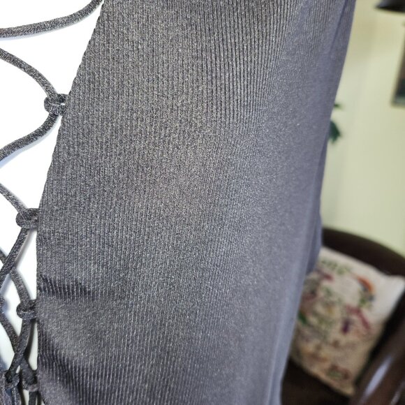 25269 Forever 21 Black Sleeveless Deep Cut V-Neck Ribbed Choker Bodysuit  2X - Picture 3 of 10